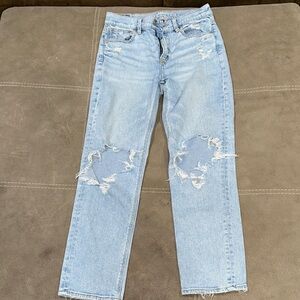 American Eagle Outfitters Dostressed Ripped Straight Leg Jeans